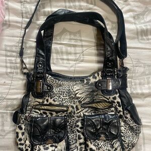 Angel Kiss Black and Cream Shoulder Bag with Adjustable Strap